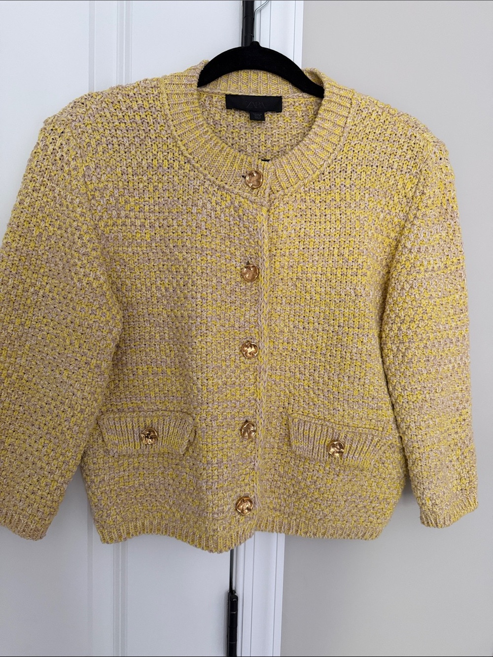 ZARA Yellow Knit Cardigan